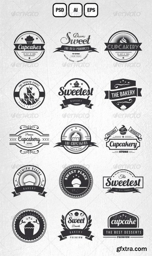 Graphicriver 15 Bakery Cupcakes and Cakes Labels & Badges Logos 6971691