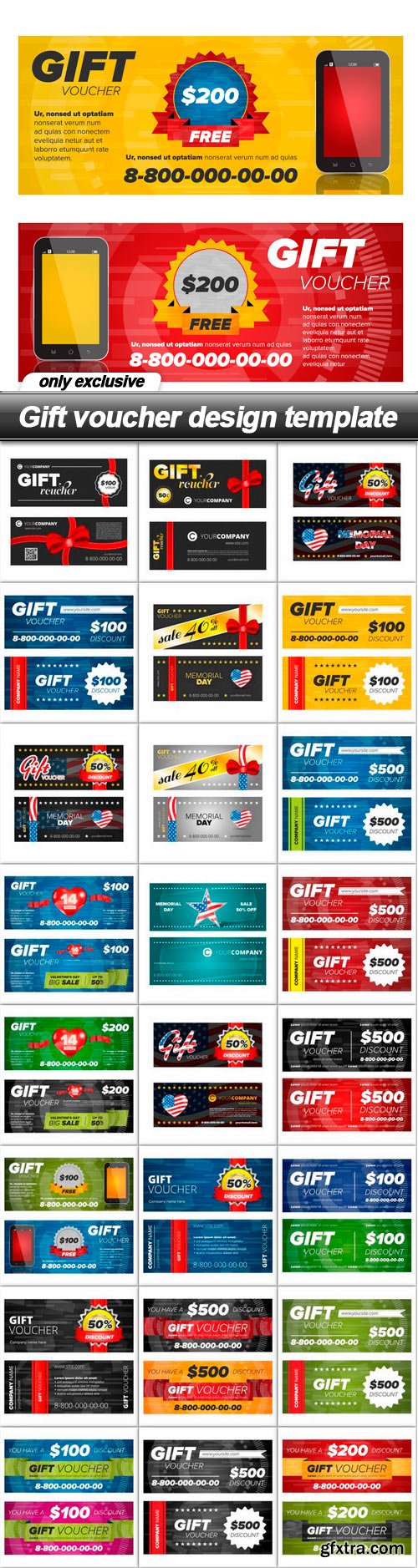 Gift voucher design template - 25 EPS