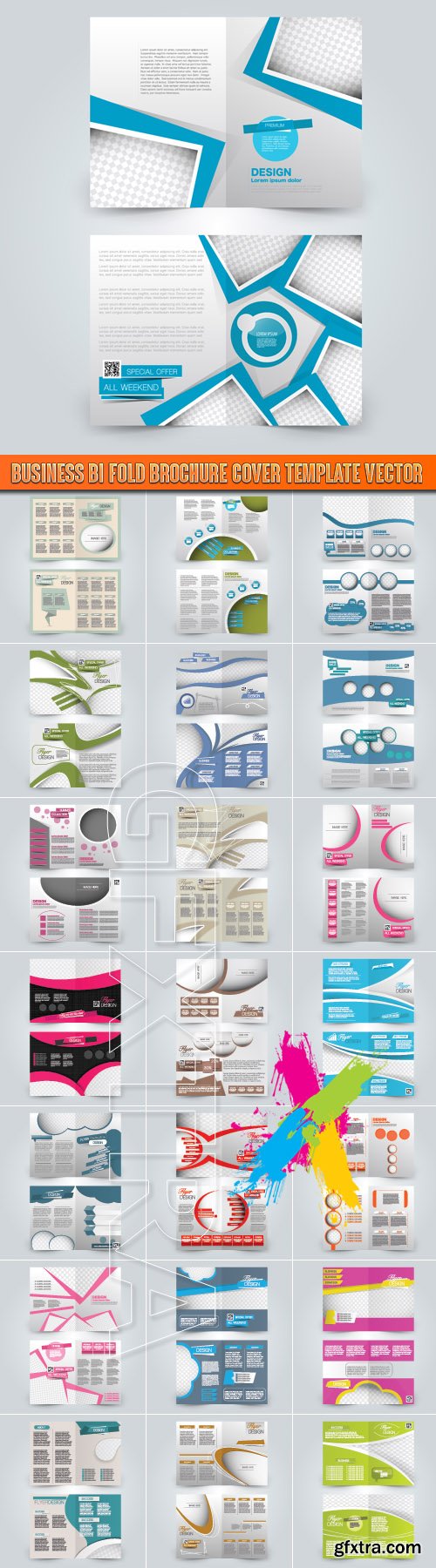 Business bi fold brochure cover template vector