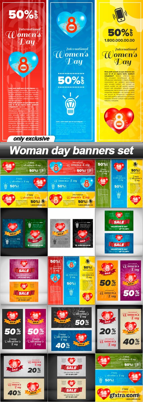 Woman day banners set - 14 EPS