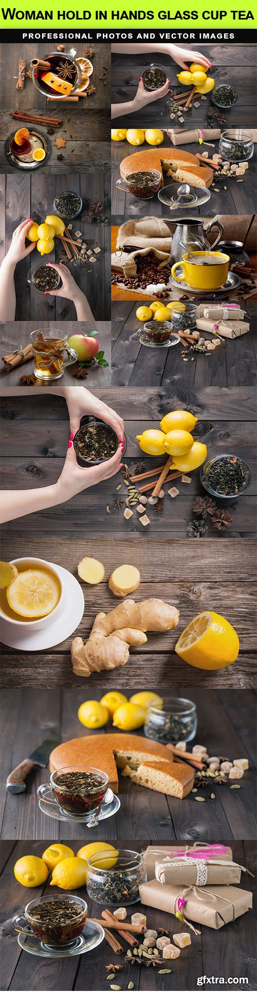 Woman hold in hands glass cup tea