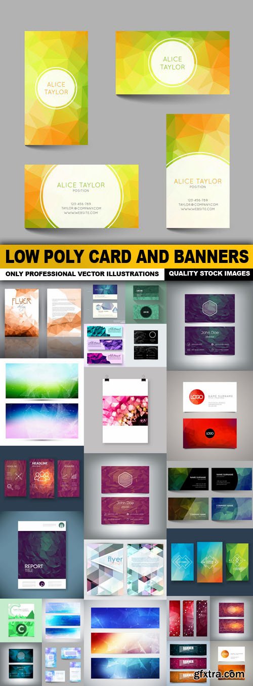 Low Poly Card And Banners - 25 Vector