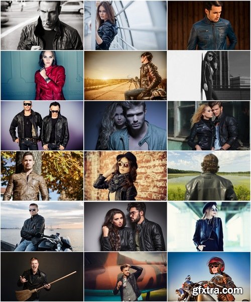 Collection of beautiful people woman man girl in leather jacket 25 HQ Jpeg