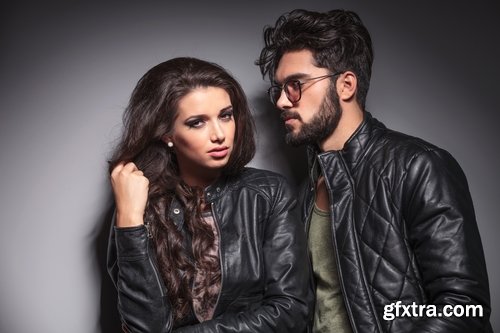 Collection of beautiful people woman man girl in leather jacket 25 HQ Jpeg