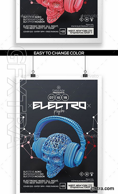 GraphicRiver - Electro Psycho Poster - Flyer Template 12145305
