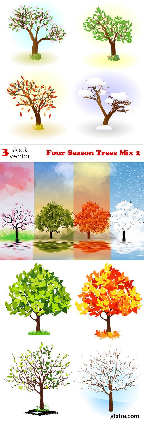 Vectors - Four Season Trees Mix 2