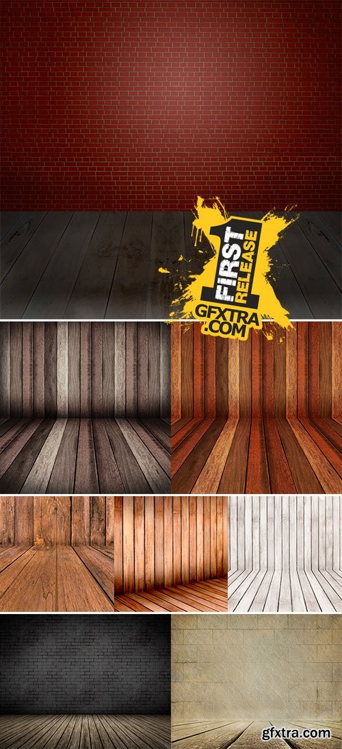 Stock Photo Wooden panel wall and floor interior background