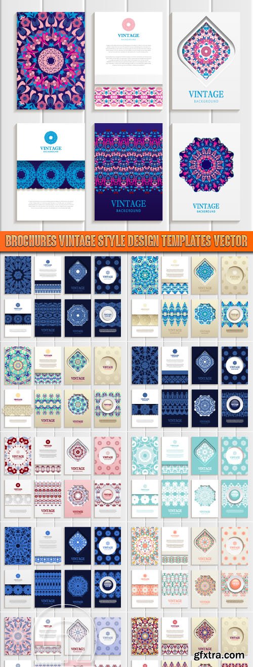 Brochures vintage style design templates vector