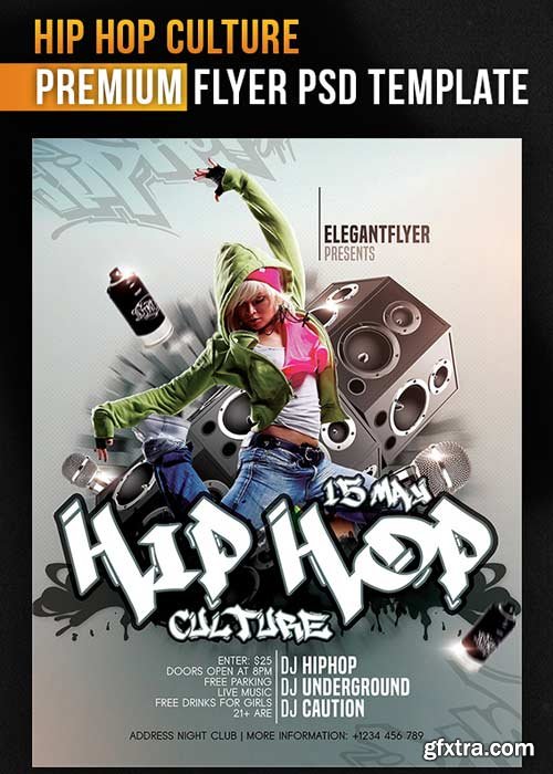 Hip Hop Culture Flyer PSD Template + Facebook Cover