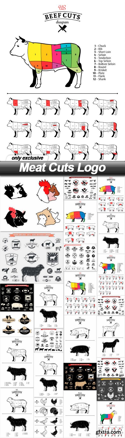 Meat Cuts Logo - 25 EPS