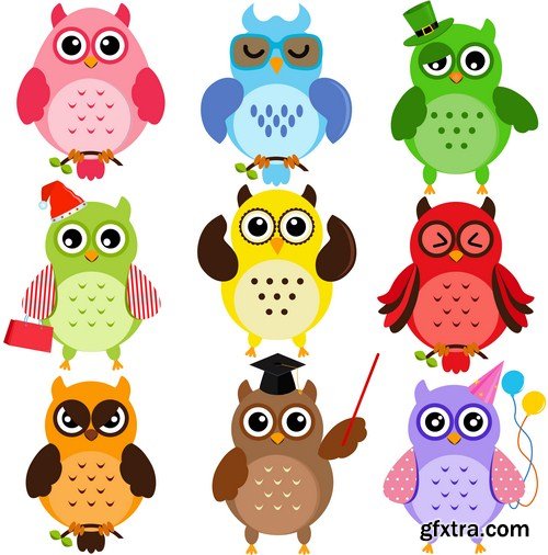 Cute owls set 14X EPS