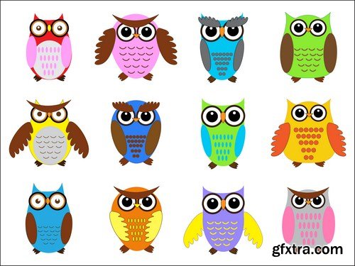 Cute owls set 14X EPS