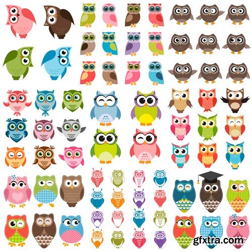 Cute owls set 14X EPS