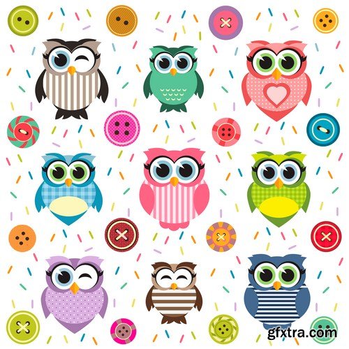 Cute owls set 14X EPS