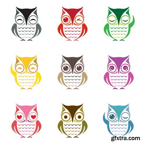 Cute owls set 14X EPS