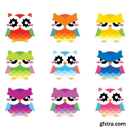 Cute owls set 14X EPS