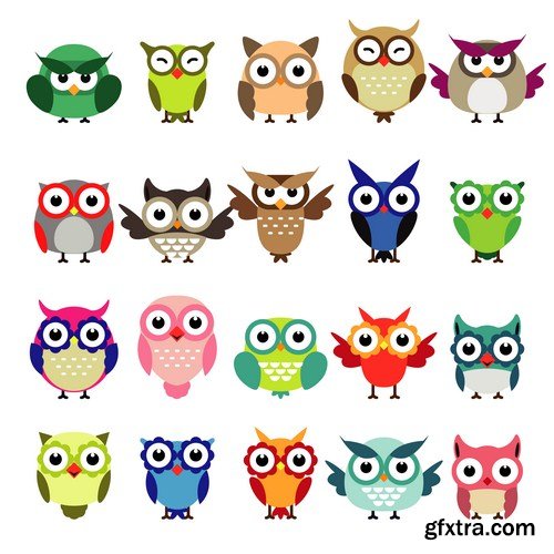 Cute owls set 14X EPS