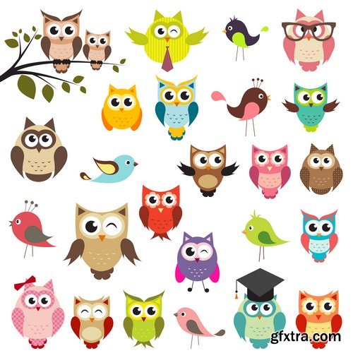 Cute owls set 14X EPS