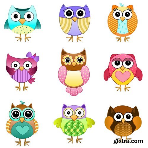 Cute owls set 14X EPS