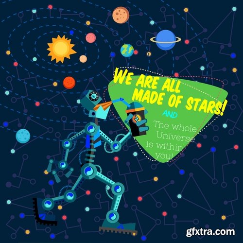 Collection of vector image valentines day space alien robot alien moon slogan 25 EPS