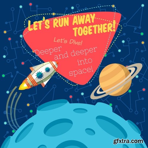 Collection of vector image valentines day space alien robot alien moon slogan 25 EPS