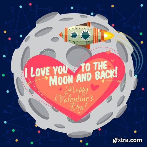 Collection of vector image valentines day space alien robot alien moon slogan 25 EPS