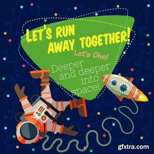 Collection of vector image valentines day space alien robot alien moon slogan 25 EPS