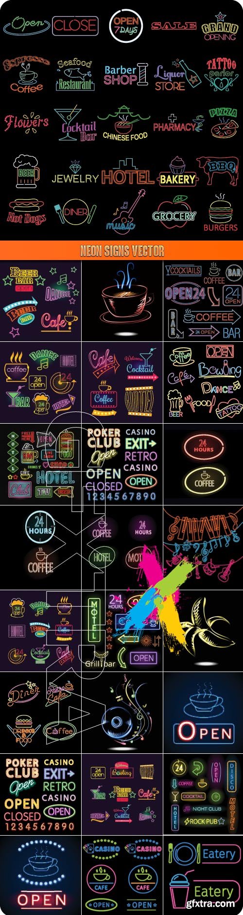 Neon signs vector