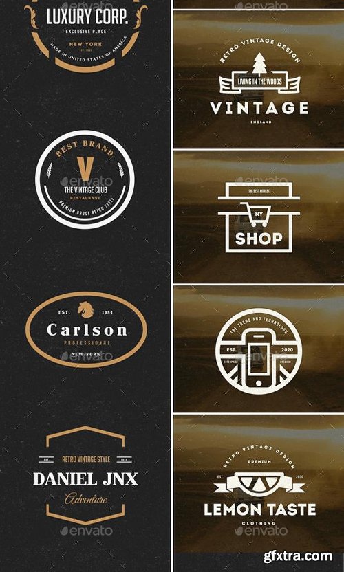 Graphicriver 87 Vintage Labels & Badges Logos Bundle 10022086