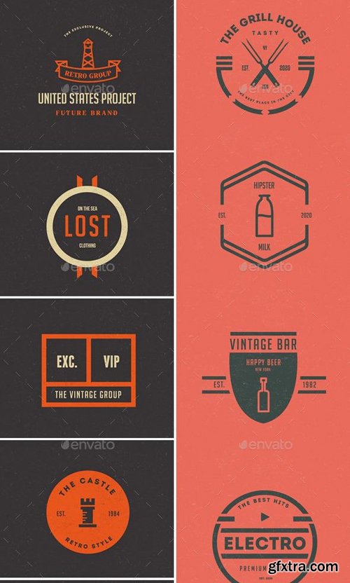 Graphicriver 87 Vintage Labels & Badges Logos Bundle 10022086