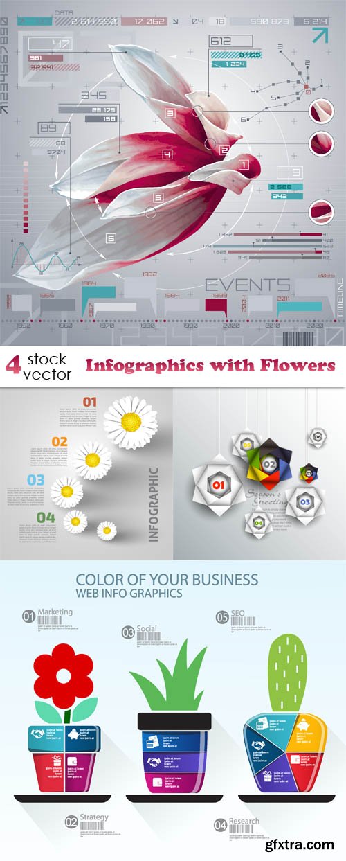Vectors - Infographics with Flowers