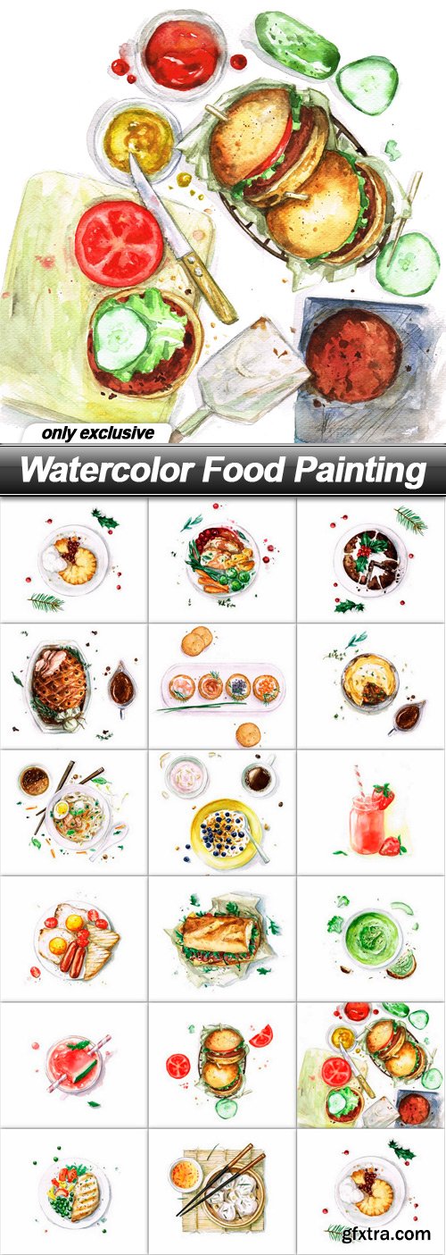 Watercolor Food Painting - 17 UHQ JPEG