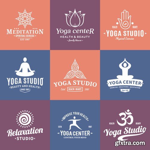 Yoga Studio Labels - 8 EPS