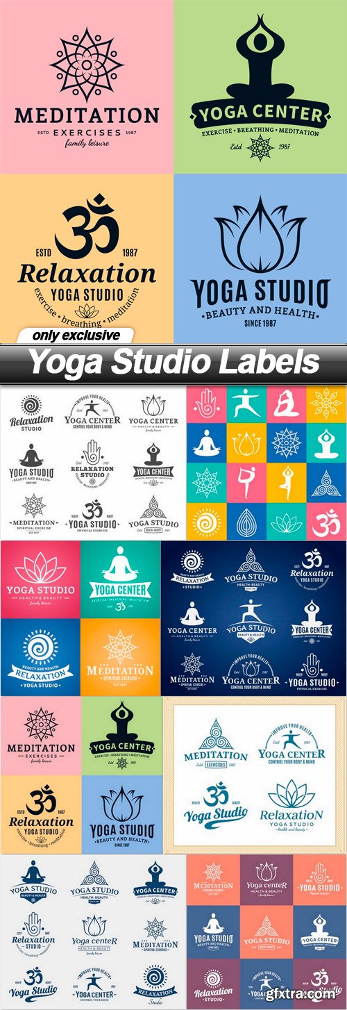 Yoga Studio Labels - 8 EPS