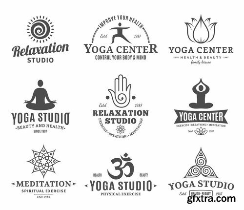 Yoga Studio Labels - 8 EPS