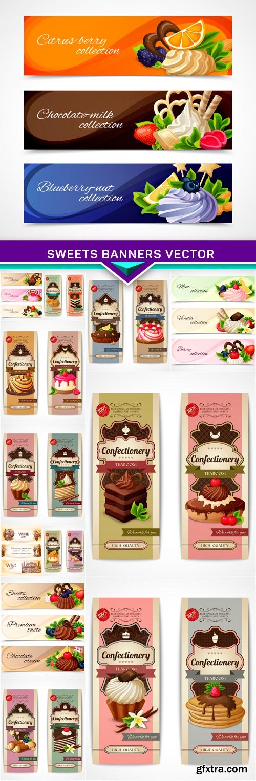 Sweets banners vector 13x EPS