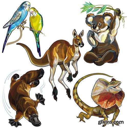 set of cute jungle kids animals 7X EPS