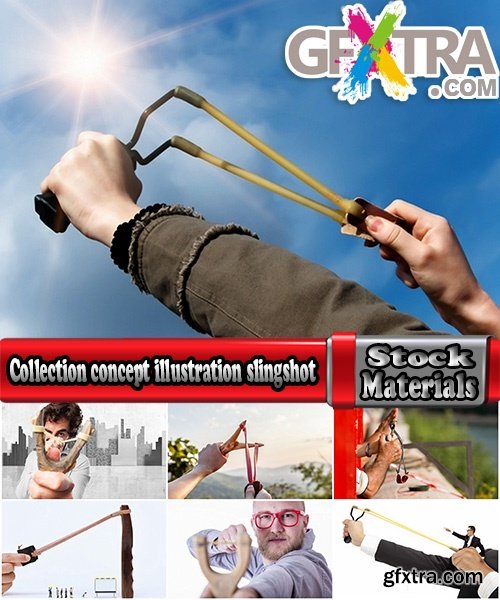 Collection concept illustration slingshot people shoot a slingshot man woman child 25 HQ Jpeg