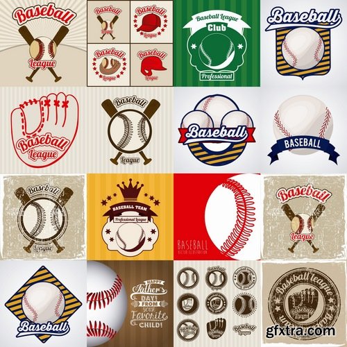 Collection of picture vector logo baseball sports 25 EPS