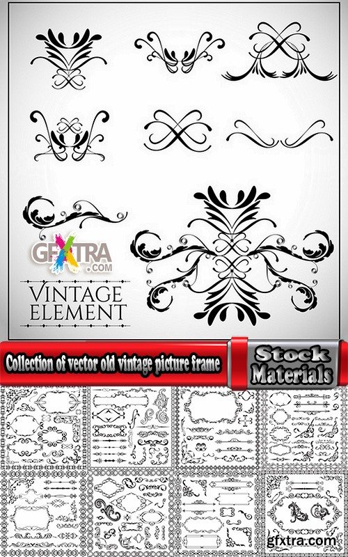 Collection of vector old vintage picture frame calligraphic design elements decoration 2-25 EPS