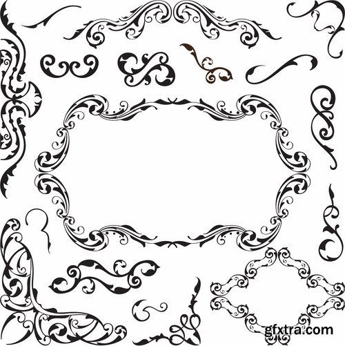 Collection of vector old vintage picture frame calligraphic design elements decoration 2-25 EPS