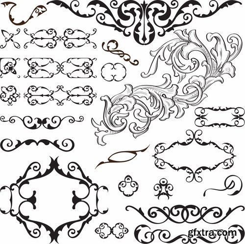 Collection of vector old vintage picture frame calligraphic design elements decoration 2-25 EPS