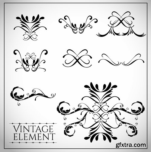 Collection of vector old vintage picture frame calligraphic design elements decoration 2-25 EPS