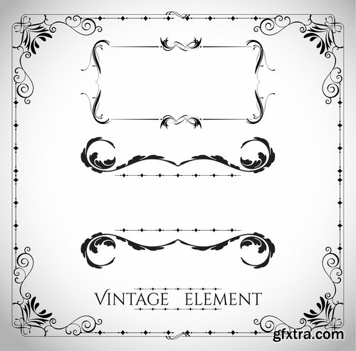 Collection of vector old vintage picture frame calligraphic design elements decoration 2-25 EPS