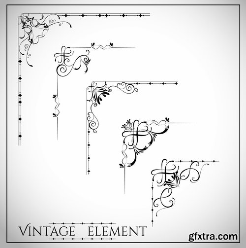 Collection of vector old vintage picture frame calligraphic design elements decoration 2-25 EPS