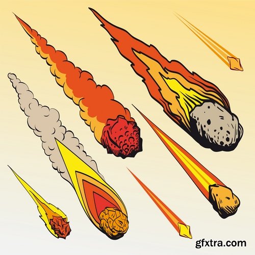 Collection of vector image background is a meteorite fireball light effect 25 EPS