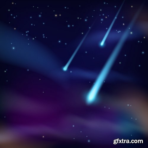 Collection of vector image background is a meteorite fireball light effect 25 EPS