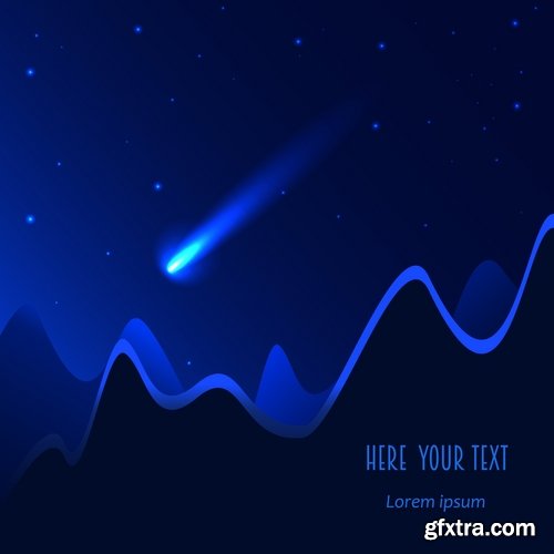 Collection of vector image background is a meteorite fireball light effect 25 EPS