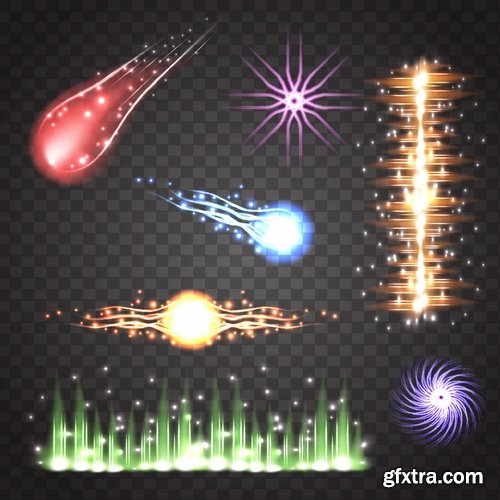 Collection of vector image background is a meteorite fireball light effect 25 EPS