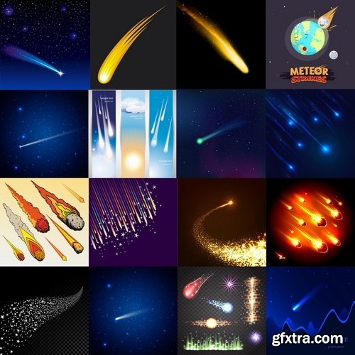 Collection of vector image background is a meteorite fireball light effect 25 EPS